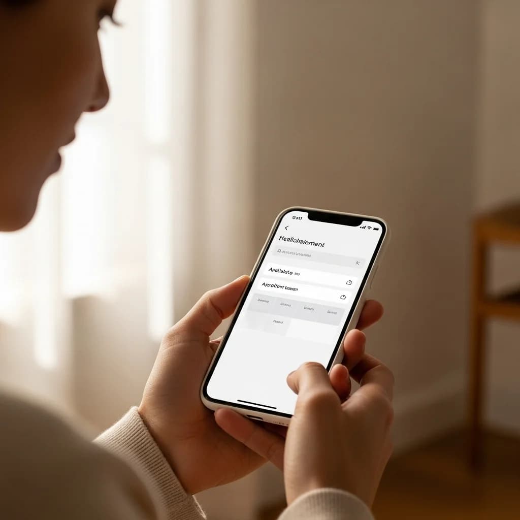 Patient booking a mobile blood draw appointment on a smartphone