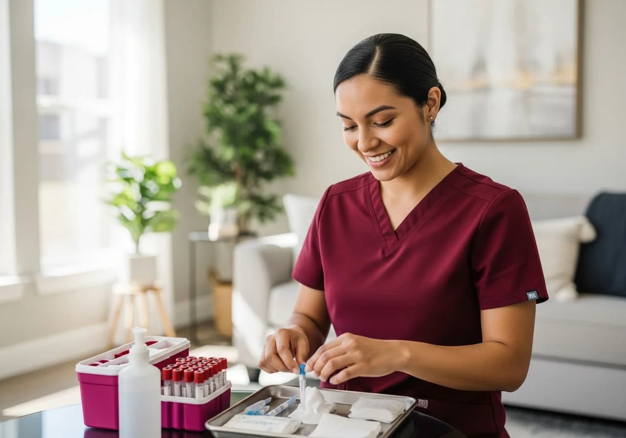 Speedy Sticks certified phlebotomist performing an at-home blood draw